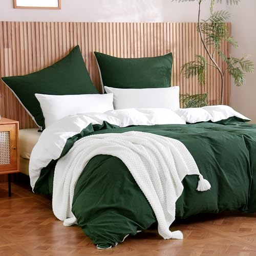 ATsense Bettwäsche 155x220 Baumwolle 2teilig, Stonewashed Bettwäsche-Sets...