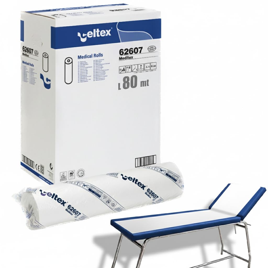 Celtex 6 Lenzuolini Medici in Carta 60 cm x 80 mt - Rotoli per Lettino Massaggi, Studio Medico, Estetista, Fisioterapista, Doppio Velo in Cellulosa Pura, Morbidi, Igienici, Resistenti (6 rotoli)