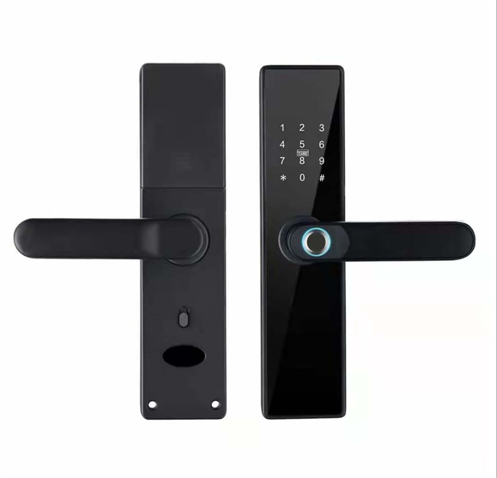 CVFRDD Smart Door Knob, TT Lock Electronic Smart Door Fingerprint Password IC Card Key For Home Keyless Entry Door Handle(7085,Nero)