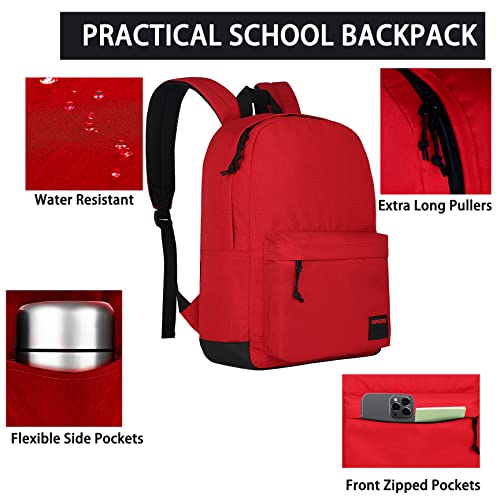 Image of SUPACOOL Casual Laptop Backpack for Men and Women, Backpack for College, USB Charging Port, Lightweight Pack Back(Red)