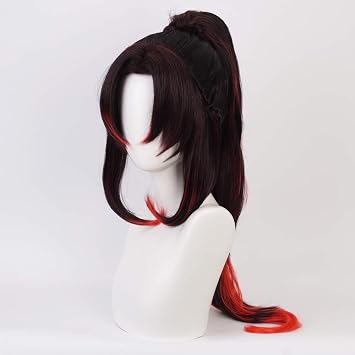 HIROAKIYA Kokushibo Cosplay Wig with Wig Cap, Clip Ponytail