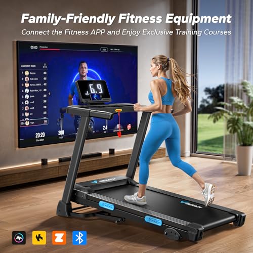 MERACH Foldable Treadmill with Incline, Treadmills for Home for Heavy People, 0.8-12 km/H Walking Pad Treadmill for Home & Office, Save Space, LED Display & Fitness App - Image 3