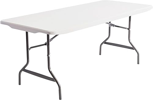 Alera Mesa plegable rectangular de resina, borde cuadrado, 72 pulgadas de ancho x 30 pulgadas de profundidad x 29 horas, platino