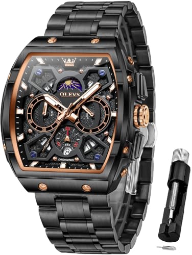 Image of OLEVS Men Watches Square Business Dress Diamond Analog Quartz Date Luxury Watch for Men Casual Stainless Steel Waterproof Luminous Wrist Watch