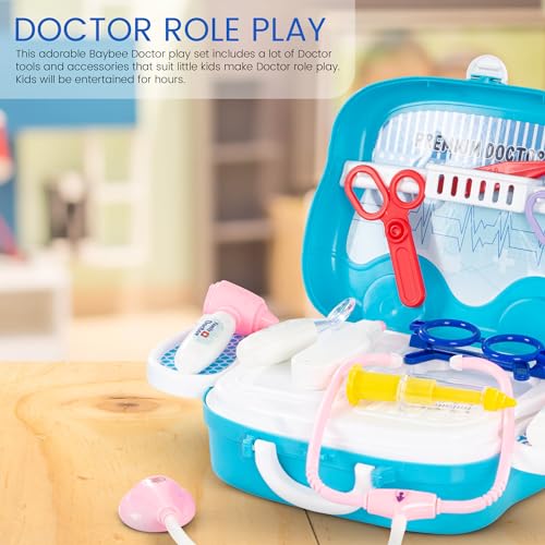 Image of Baybee Doctor Set Toy for Kids | Foldable Suitcase Pretend Play Kit with Medical Tools | Role Play Game for Boys & Girls 3+ Years (Blue)