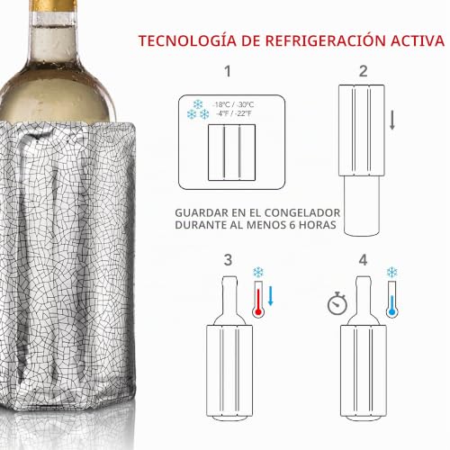 Miniatura 3 de Vacu Vin Enfriador De Vino Flexible - Funda Reutilizable En Color Plata Para Enfriamiento Rápido De Botellas De Tamaño Estándar