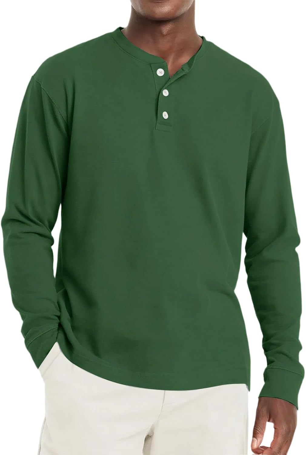 Ymosrh Men's Long Sleeve Henley Shirt Casual Athletic Workout Gym Tee Top, M-3XL