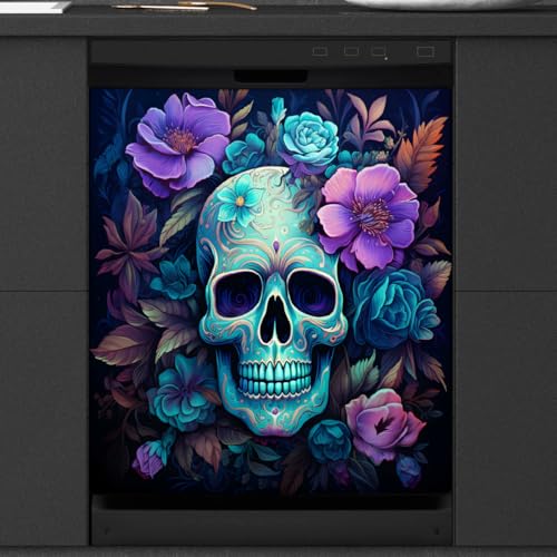 Panel magnético para lavavajillas Mexpekil reutilizable con diseño de calavera floral premium
