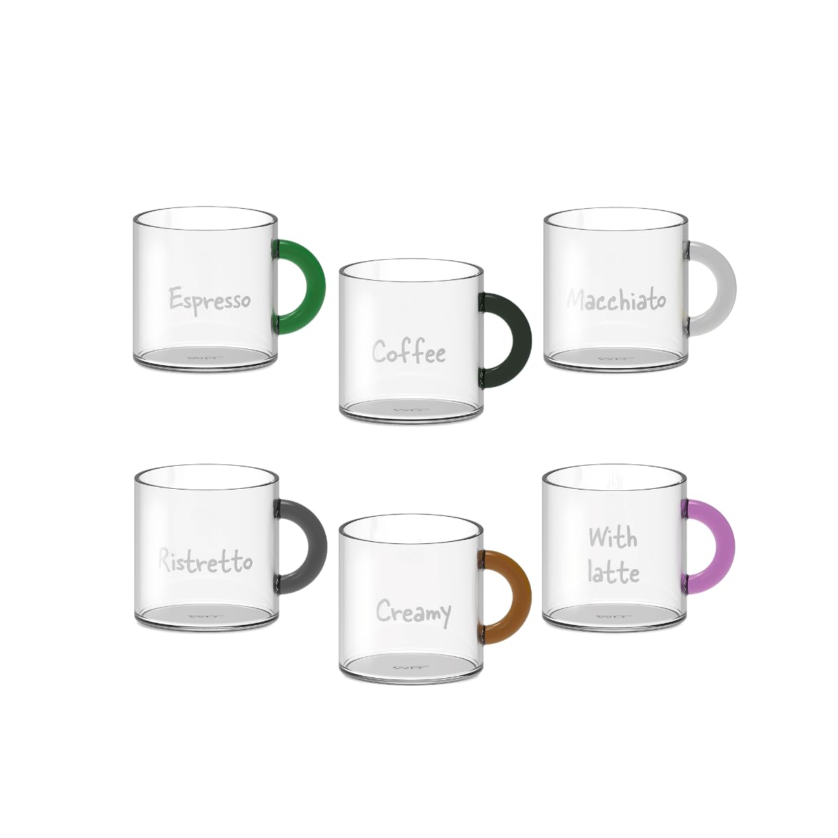 SET 6 TAZZINE DA CAFFE' CON MANICO COLORATO 100ML WD LIFESTYLE