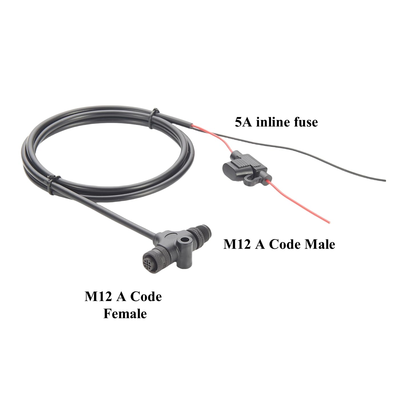 NMEA 2000 N2K T-Netzkabel mit Sicherung, IP67, Marine-Qualität, M12, 5-poliger Stecker auf Buchse, Rückgrat, für Lowrance Simrad B&G Navico Garmin-Netzwerke (1,5 m)