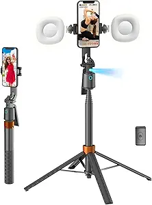 70" Auto Face Tracking Phone Tripod 360 Rotation,No App Required,Phone Tripod for w/Fill Light and Remote Control, Smart Shooting Stand for Vlog/TIK Tok Live Streaming YouTube Video Record