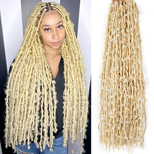 Long Butterfly Locs Crochet Hair 6 Pack 24 Inch Soft Distressed Locs Hair Pre Looped Crochet Braids For Black Women Synthetic Hair Blonde Color 72 Strands (24 Inch-6 packs, 613# Butterfly Locs Hair)