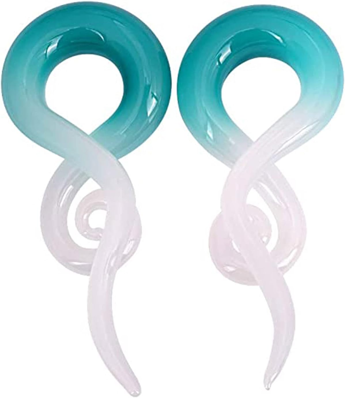 YOFANST 2pcs Glass Ear Tapers Plugs 4G-14mm Multi-Colors Twist Handmade Spiral Gauges Piercing Jewelry