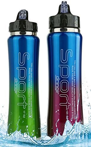 Stainless Steel Water Bottle By Dringir: Set Of 2 Double Wall Vacuum Insulated Bottles For Hot & Cold Drinks โ Reusable BPA Free Sports Bottle With Leak Proof Lid โ 2 Sizes & Uniquely Beautiful Colors