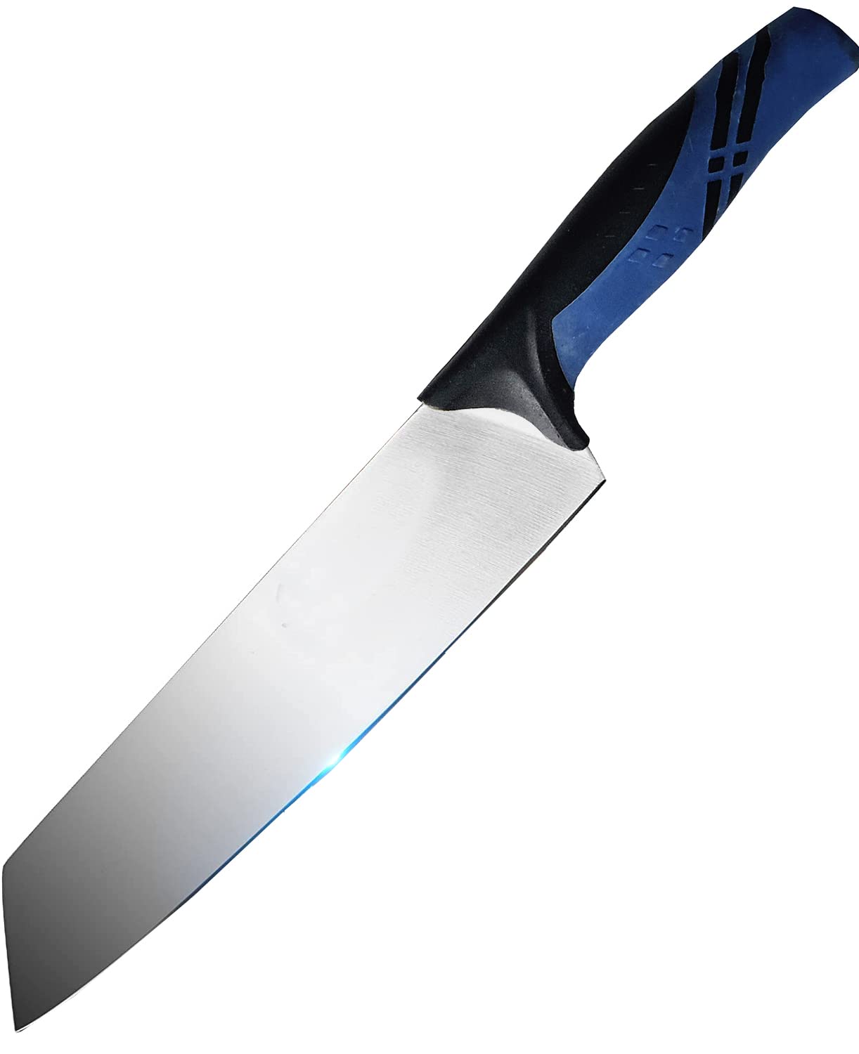 S.B. ANJALI SHALU BHAI Chef's Knife, 8 inch Stainless Steel Cooking Knife Sharp Edge & Broader Blade Knife, Blue & Black Handle Ergonomic Grip for Home Restaurant.