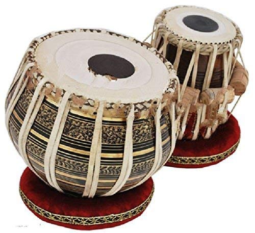 Image of Sheesham Wood Tb-0092 Hand Made Brass Tabla Set Black Color Indian Musical Instrument Bayan Tabla, Dayan Tabla For Beginners & Students