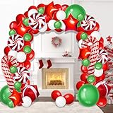 WECEPAR Christmas Balloon Garland Arch kit 170 Pieces with Christmas Green Red White Candy Balloons...