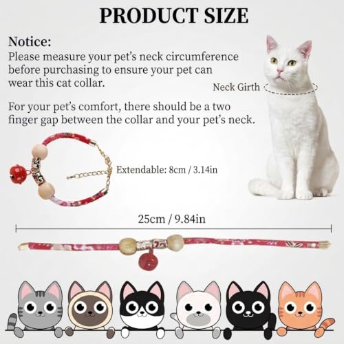 Image of Qpets Cat Collar Adjustable 25 to 33CM Camphor Wood Flea Prevention Red