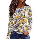 Cute Easter Tops for Women Long Sleeve Crewneck Cute Graphic Print Tunic Tops Happy Easter Day T-Shirts 2026 Rabbit Bunny Holiday Festival Tees Blusa De Pascua para Mujer Elegante b Light Purple,3XL