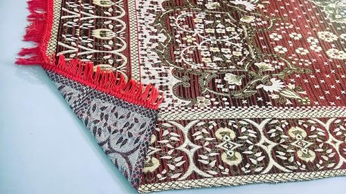 Image of 5x7 Feet Carpet for Living Room | Acrylic Cotton Area Rug | Soft, Durable & Lightweight | Anti-Slip Floor Rug for Bedroom, Hall, Office | Large Washable Carpet (Golden RED)