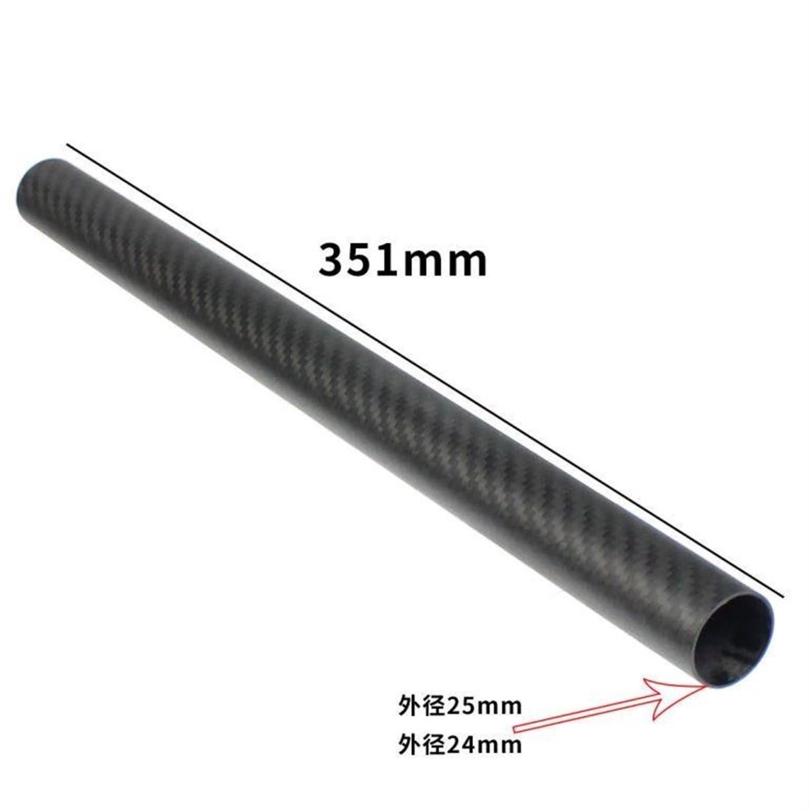 1 PCS 3K Carbon Fiber Twill Matte Tube Length 351mm Diameter 25mm 25 * 23 * 351mm for DIY Quadcopter Multicoptor RC Model Carbon Fiber Square Tube