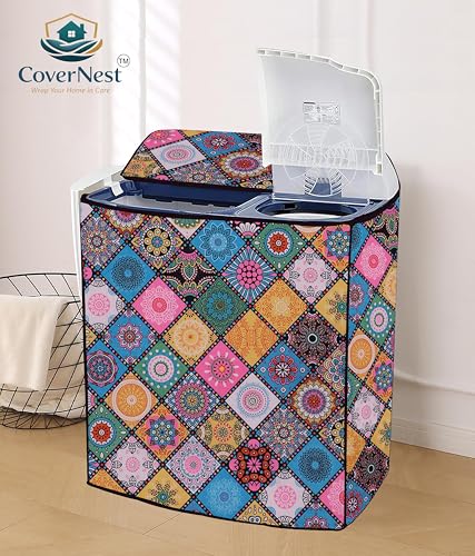 Image of Covernest Semi Automatic Washing Machine Cover, Dustproof, Compatible with 6 Kg - 7.5 Kg Washing Machines (WMC-RANGOLI SEMI)