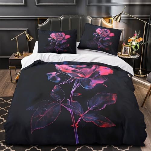 Housse de couette rose néon 135x200 en microfibre avec zip durable - 2