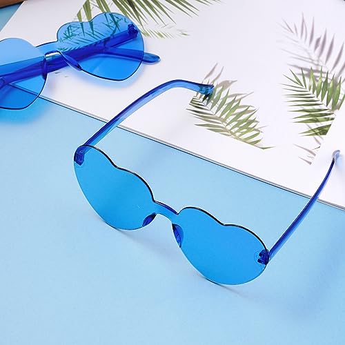 Fengek 10 Pcs Heart Shape Sunglasses Frameless Transparent Glasses Party Favors for Women4