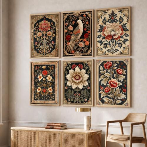 Image of kotart - Traditional Wall Art Paintings For Decor | Madhubani Poster With Frames | Hanging Set of 6 (14X20 Inch, A)