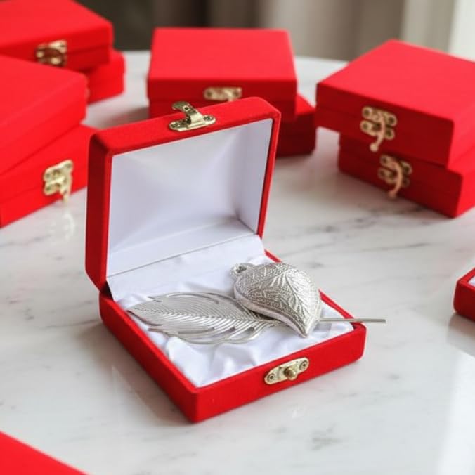 Image of German Silver Haldi Kumkum Box with Tilak Stick for Wedding Favors, Return Gift, Baby Shower Gift