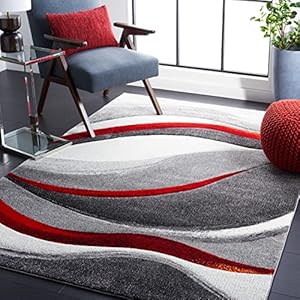 SAFAVIEH Hollywood Collection 9′ x 12′ Area Rug – Grey & Red