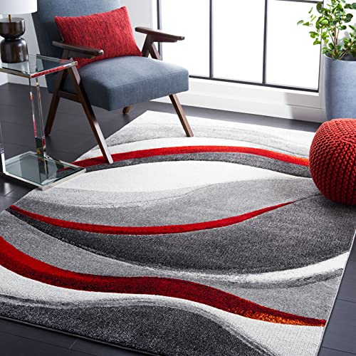 SAFAVIEH Hollywood Collection 9' x 12' Area Rug - Grey & Red
