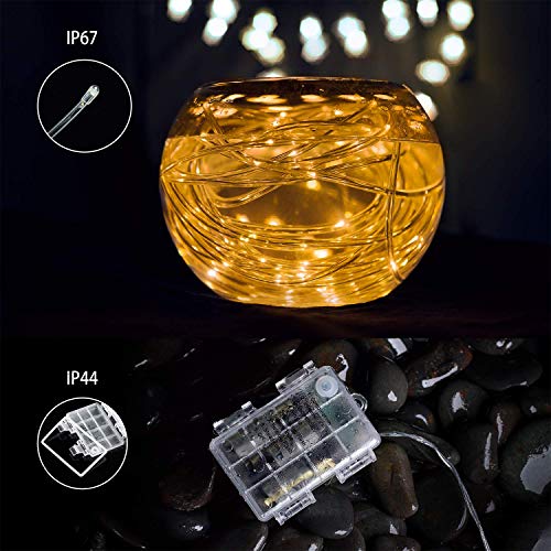 Fatpoom LED Rope Lights Battery Operated String Lights 40Ft 120 LEDs 8 Modes Outdoor Waterproof Fairy Lights Dimmable/Timer with Remote for Camping Party Halloween Christmas Decoration (Warm White)