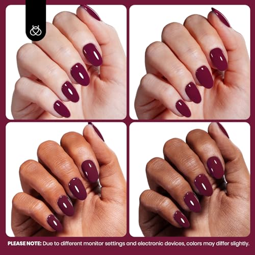 Image of Beetles Burgundy Red Gel Polish - Hema-Free 15ML Full Size Plum Wine Red Colors Soak Off UV Gel Nail Polish for Manicure Salon Color Bottle 0.5Oz Fall Nails Art