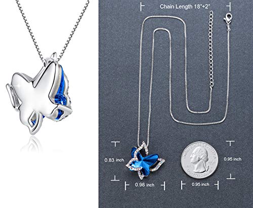 Gift Butterfly Birthstone Crystal Necklace, Silver Tone with 18”+2” Chain, Necklace for Mother’s Day Anniversary Birthday Gifts for Women and Daughter4