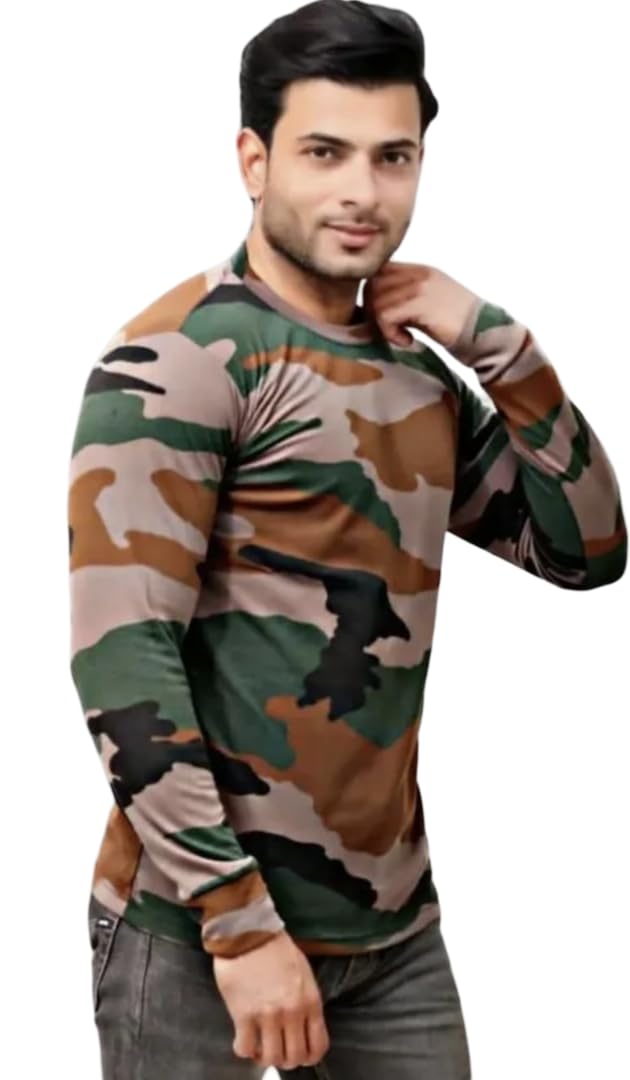 v-jorel Men’s Stylish Camouflage Print Full Sleeve T-Shirt | Comfortable Slim Fit Casual Top-picture-55