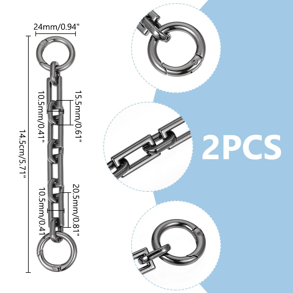 UNICRAFTALE 2pcs 14.5cm Long Bag Chain Straps Alloy Bag Strap Extender Cross Chains Black HandBag Chain with Spring Gate Rings Bag Replacement for Crossbody Bag Handles Purse Clutches Handles - Image 3