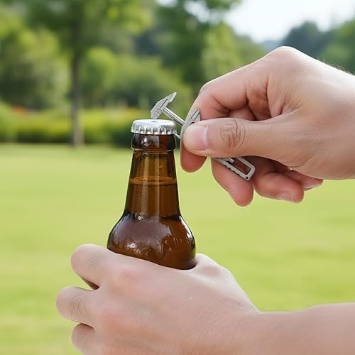 Miniatura 2 de Multiherramienta compacta de titanio, mini llave multiherramienta portátil, llave pequeña multifuncional ajustable, llavero de herramienta de