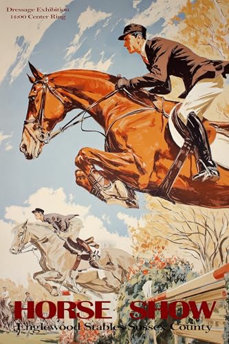 Horse Show Englewood Stables in Sussex County New Jersey Dressage Exhibition Equitation Equestrian Sport Usa Vintage Poster Repro 12"X16" Image Size on CANVAS Fine Art Print Poster Shipped Rolled-up