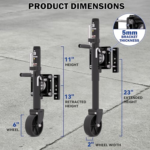 Image of 1200lbs Boat Trailer Jack with Wheel,10 inch Lift, Utility Trailer Jack | Bolt On Tongue Jack for RV, Boat, Trailer and More