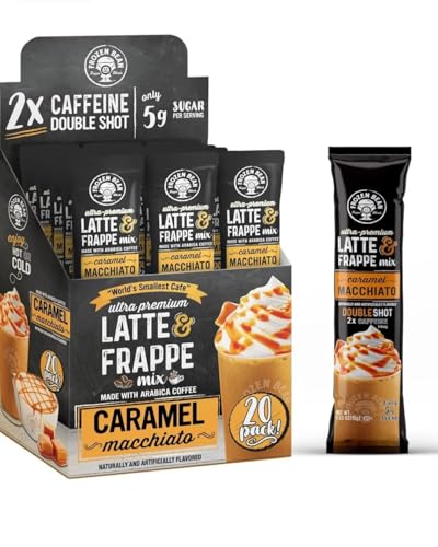 Frozen Bean Coffee Stick Packs, 2X Caffeine Double Shot, Caramel Macchiato