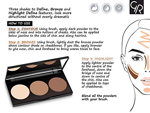 Golden Rose Long Lasting Matte Powder Contour Kit - Highlight, Bronze, & Contour Set Makeup Palette