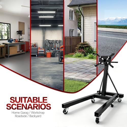 2000 Lbs Engine Stand, Foldable Steel Stand, 360° Swivel Head & 6 Wheels — view 6