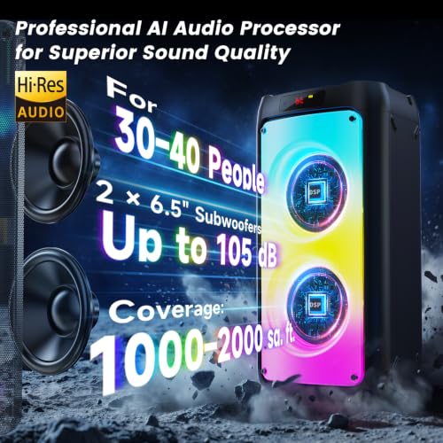 JYX 260W Trolley Party Speaker, 12 Hours, 2 Mics, Bluetooth 5.3, Black - Image 3