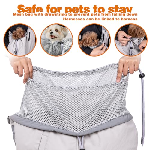 Dog Carrier Sling,Dog Carriers for Small Dogs & Cats Up to 20lbs,Puppy Carrying Backpack Pet Purse with Pockets,Adjustable Shoulder Strap,Hands Free for Travel (Grey) - Image 3