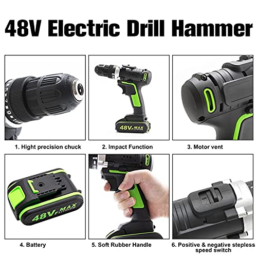 XMGJ 48V Akku-Bohrmaschine, 25-28 Nm Drehmomentbohrmaschine, Wiederaufladbare Treiberbohrmaschine, Für Den Hausgarten,B – Bild 5