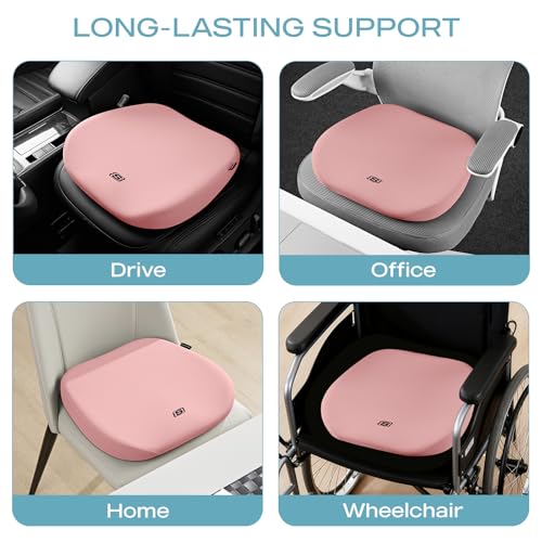 Image of Skechers Seat Cushion Premium Gel & Memory Foam-Office Chair Cushion for Tailbone Pain Relief,Butt Pillow for Office Chair,Car seat Cushion,Long Sitting Office Workers,and Car Drivers,Pink