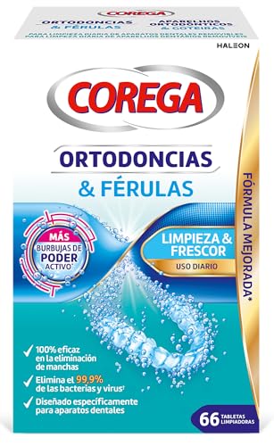COREGA Zahnreiniger 66 Tabletten Minze für Kieferorthopädie & Zahnschienen