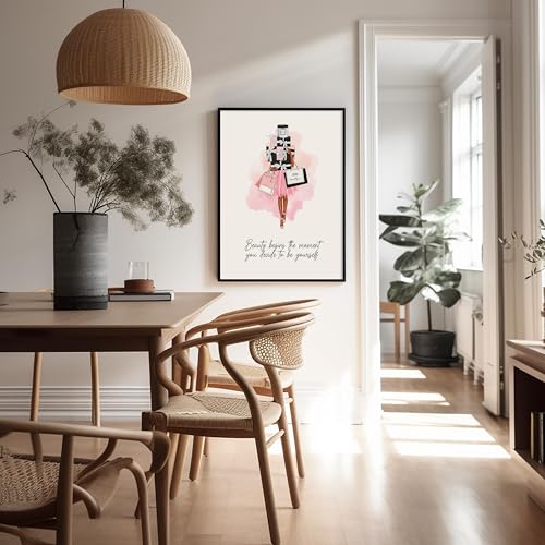 Image of Poster Master Lady with Shopping Bags Poster - Fashion Print - Trendy Art - Modern Art - Gift for Women & Fashionista - Luxury Haute Couture Decor for Bedroom or Girl's Room - 11x14 UNFRAMED Wall Art