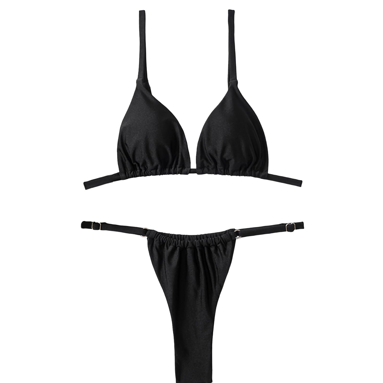 Silkglory Bikinis Mujer 2024,Bikini Tanga Triangular Cuello En V Push Up Traje de Baño de 2 Piezas,Bikini Brasileño Mujer Sexy de Moda de Brillante Color Sólido